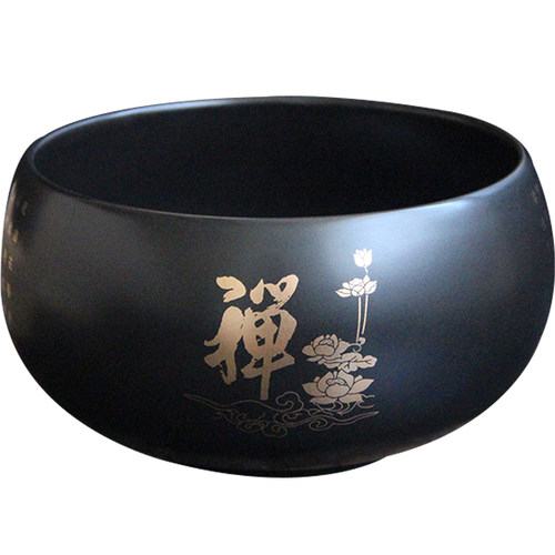 黑色钵碗陶瓷和尚碗金色心经佛禅莲花钵盂居士复古碗僧人碗钵佛碗