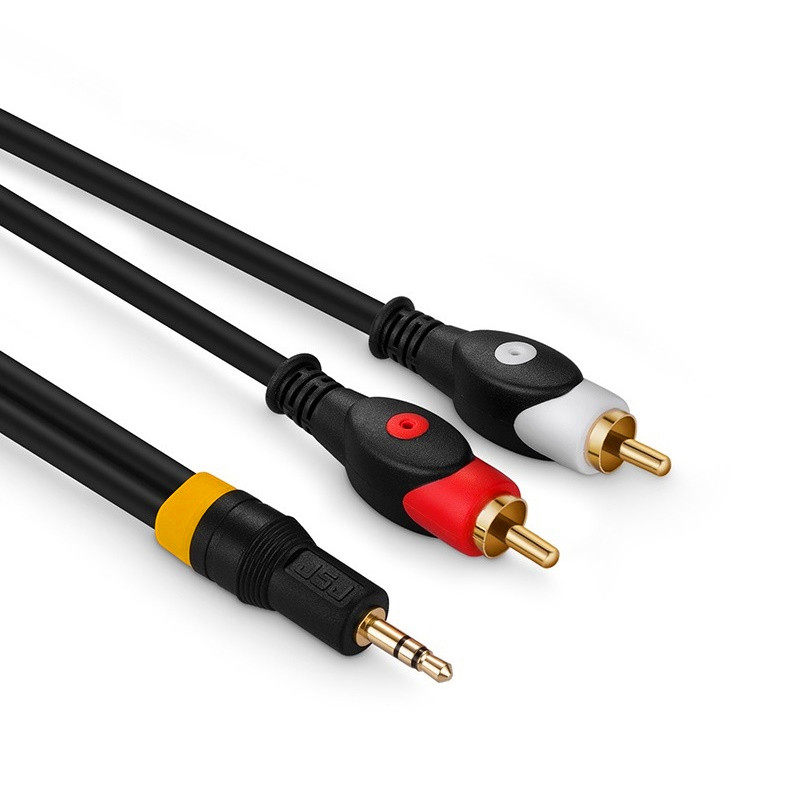 一分二音频线3.5mm转莲花头音频线一拖二3.5对红白音频连接线30米