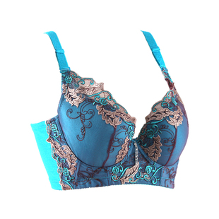 大码CD杯内衣女薄款水婷美性感聚拢收副乳防下垂红色速干文胸套装