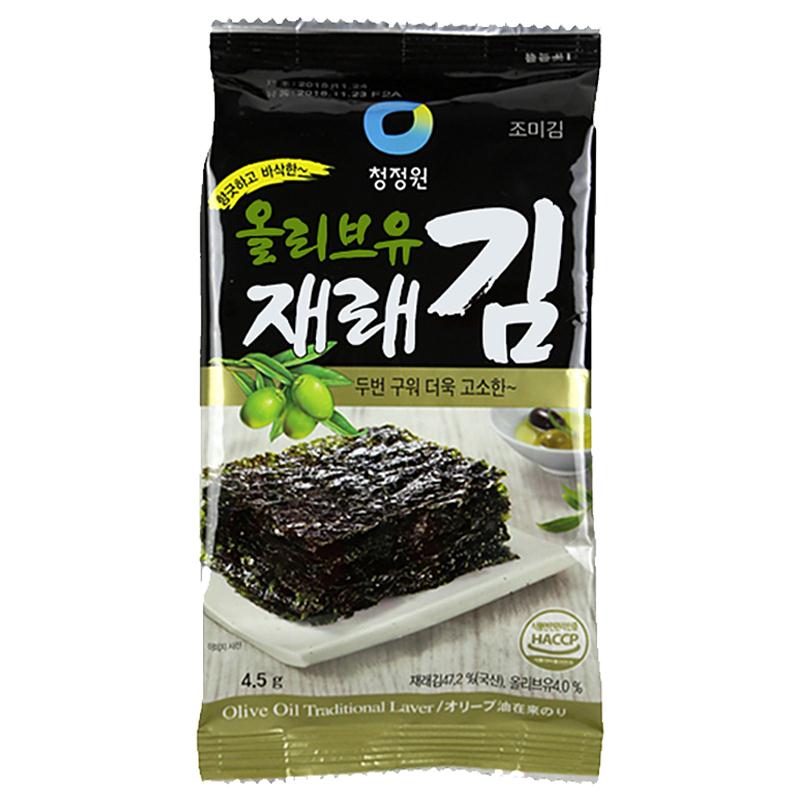 清净园橄榄油传统海苔36g韩国进口紫菜寿司包饭专用海苔儿童零食