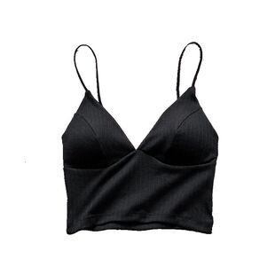 细带V领小吊带背心女内搭上衣白色带胸垫性感抹胸美背女内衣打底
