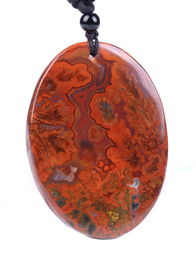 纳悟宣化战国红玛瑙毛衣链吊坠