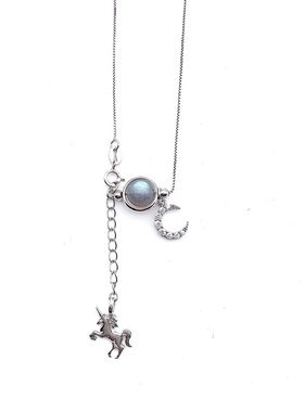 抖音纯银独角兽以梦为马锁骨链