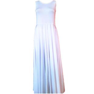 白色黑色现代舞服装开场舞表演演出服无袖连衣裙大摆裙飘逸合唱团