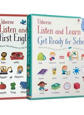 Usborne 原版英文3册 Listen and Learn 点读发声书尤斯伯恩图书 first English Words/Get Ready for School儿童触摸英语单词卡片