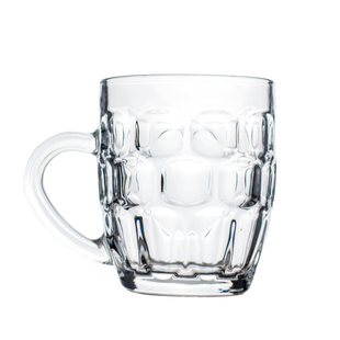 青苹果啤酒杯扎啤杯玻璃杯子家用无盖超大创意带把500ml菠萝杯6只