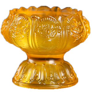 七彩琉璃莲花酥油灯灯座寺庙长明灯底座供奉用品八吉祥灯架蜡烛台