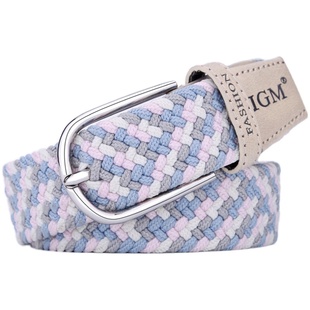 百搭牛仔裤ins皮带女 免打孔帆布腰带女编织松紧弹性学生装饰裤带