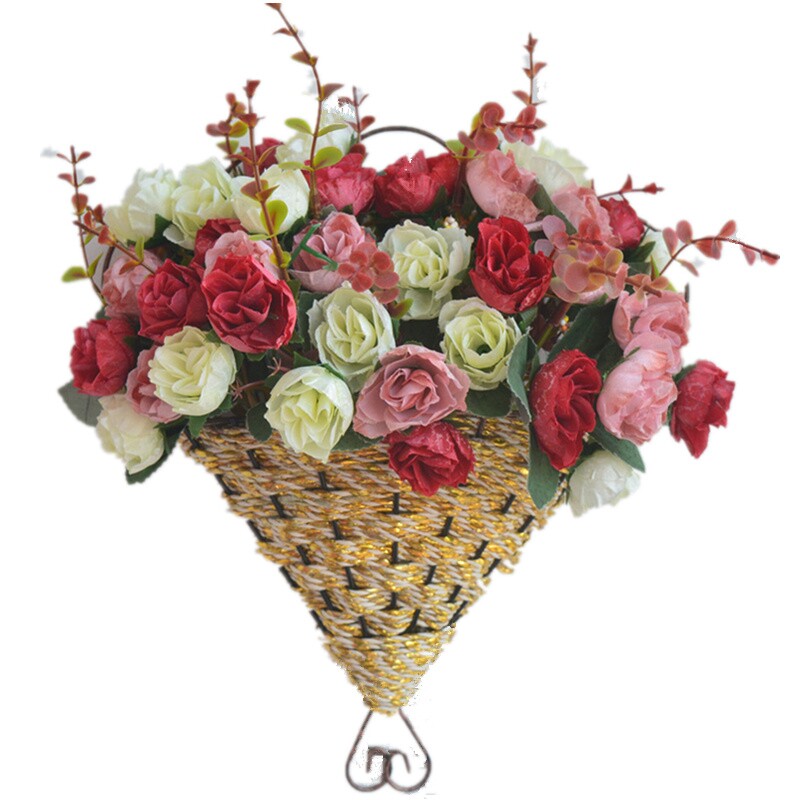 壁挂花艺套装挂壁花篮仿真花假花绢花墙体装饰品墙面装饰花
