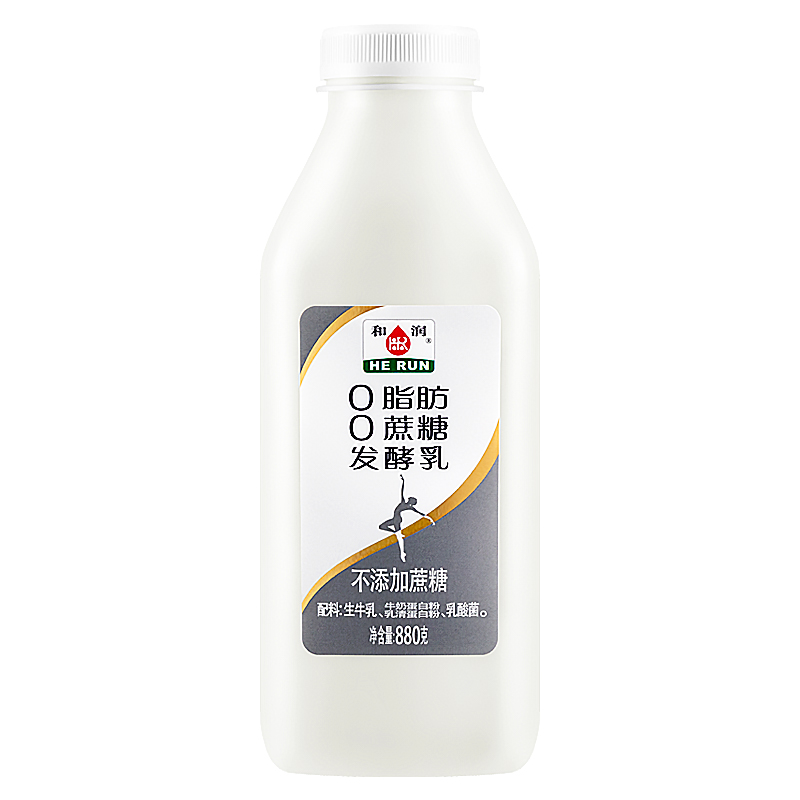 和润0脂肪0蔗糖酸奶无蔗糖脱脂低温酸奶风味儿童酸牛奶880g