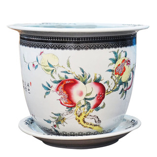 景德镇陶瓷器超大号室内花钵落地树盆花盆发财树粉彩石榴新中式兰