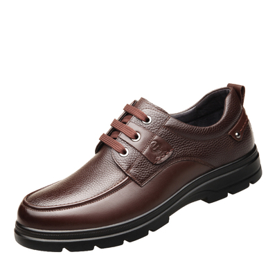 老人头休闲真皮系带软底中年男鞋