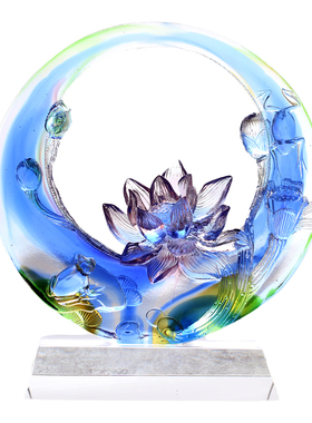 古法琉璃荷塘月色家居客厅装饰品