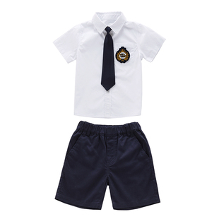校服纯棉套装中小学生演出服男女毕业班服衬衫英伦幼儿园园服夏装