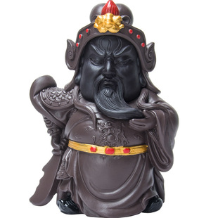 新品变色茶宠摆件三国人物桃园三结义刘关张创意变脸川剧关羽茶玩