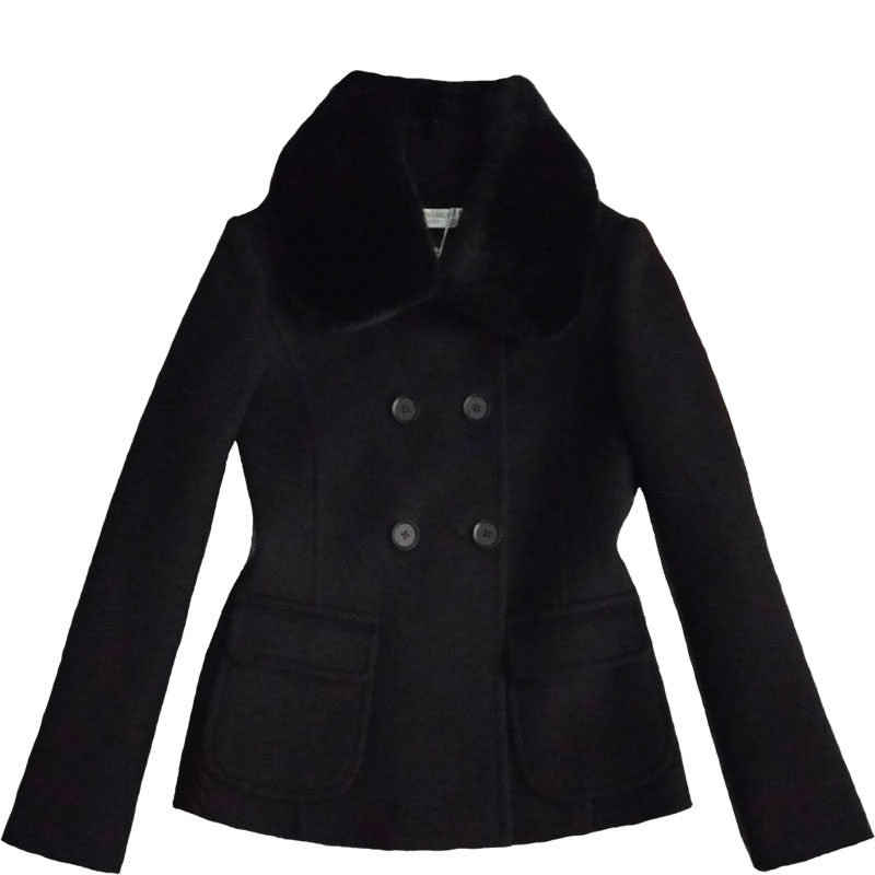 2025冬季新款女装古力娜扎街拍韩版獭兔毛领短款羊毛呢外套潮女