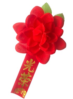 80后怀旧经典表彰胸前佩戴小红花