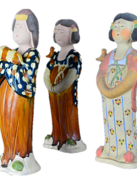 仿古唐三彩仕女胖妞中式书房摆件