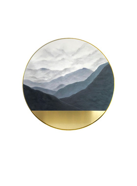纯手绘金属新中式风样板房实物画