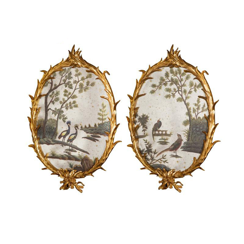 茱莉安奢华法式欧式新中式仿古银镜手绘金对画餐厅卧室装饰画挂画
