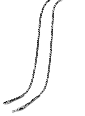 扭纹2/3mm坠百泰银细麻绳项链