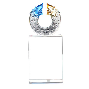 御品坊 双龙珏奖杯 琉璃奖杯 刻字工艺礼品摆件年会议纪念品奖品