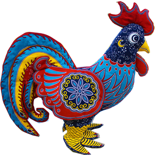 布络鸡年吉祥物布偶手工布艺品公仔十二生肖特色摆件礼品新年礼物