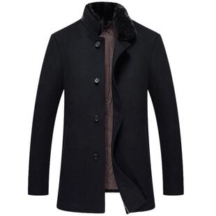 断码特惠红都中年羊毛大衣冬装新款水貂毛领中长款男士羊毛大衣