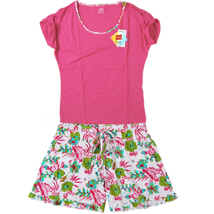 hanes恒适 甜美休闲睡衣女夏短款棉质套装家居服MLW1601包邮正品