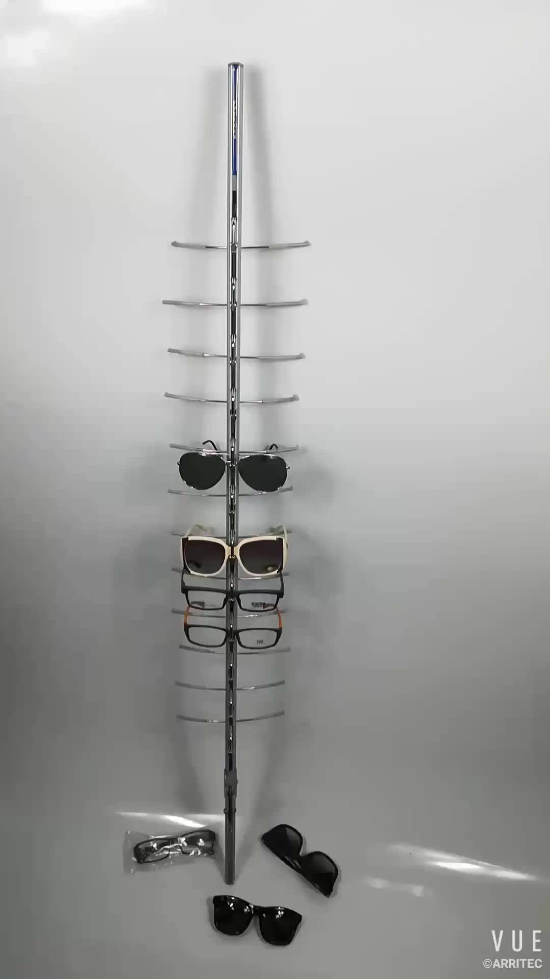 Wall Mounted Lockable Aluminium Glasses Optical Frame Display Rods