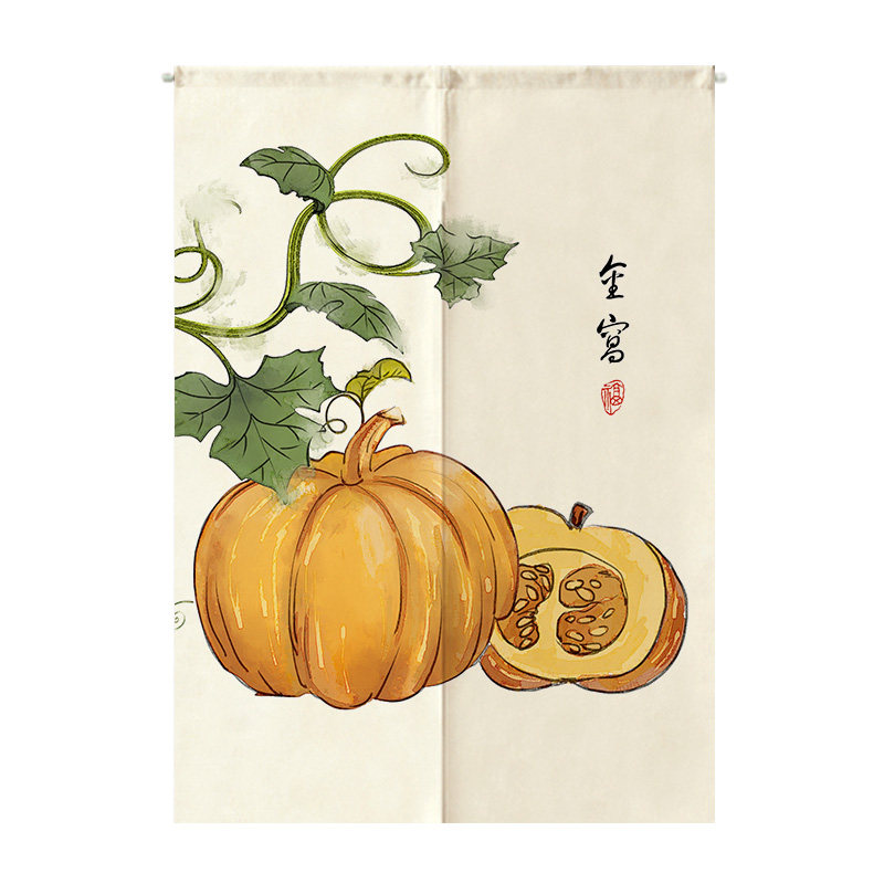中式复古隔断挡风免打孔棉麻门帘