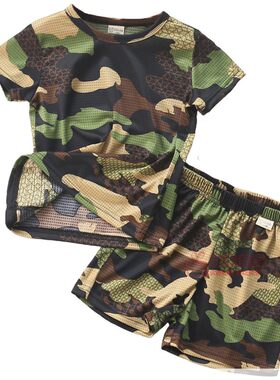 儿童速干网眼t恤衫夏潮套服短裤