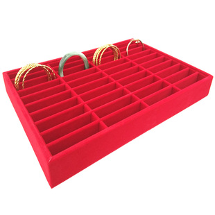 首饰盘戒指项链手镯展示红色绒布珠宝饰品托盘吊坠耳环高档收纳盒