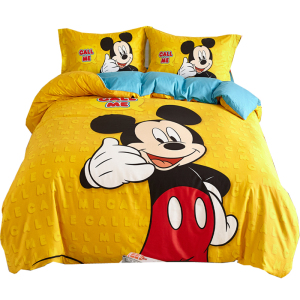 迪士尼儿童床上用品四件套纯棉男女孩全棉宿舍卡通被套床笠款1.5