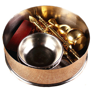 圆通佛具曼达盘 瑜伽焰口 曼达拉盒不锈钢法器盒佛堂金刚铃杵符尺