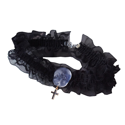 怪糖暗黑少女娃娃头万圣节颈链