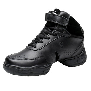 三莎正品全牛皮舞蹈鞋增高软底广场舞鞋女真皮现代舞鞋爵士跳舞鞋