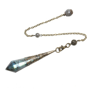 天然水晶灵摆吊坠初学者套装项链灰月光紫黄粉白茶蓝砂黑曜石男女