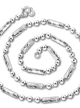 男士项链纯银锁骨925镀白金日韩