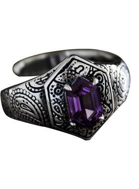 复古雕花纯银开口戒指