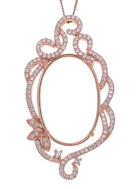 925纯银吊坠空托椭圆形16*24mm