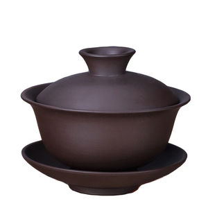 陶瓷盖碗茶杯单个功夫茶具茶碗德化白瓷三才盖碗敬茶杯紫砂泡茶器