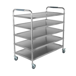 欧版加厚不锈钢餐车五层大型火锅店酒店多功能商用移动餐厅小推车