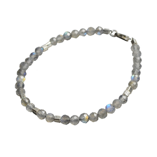 Ciel原创手工天然灰色月光石手链脚链项链4mm切面细手串情侣男女