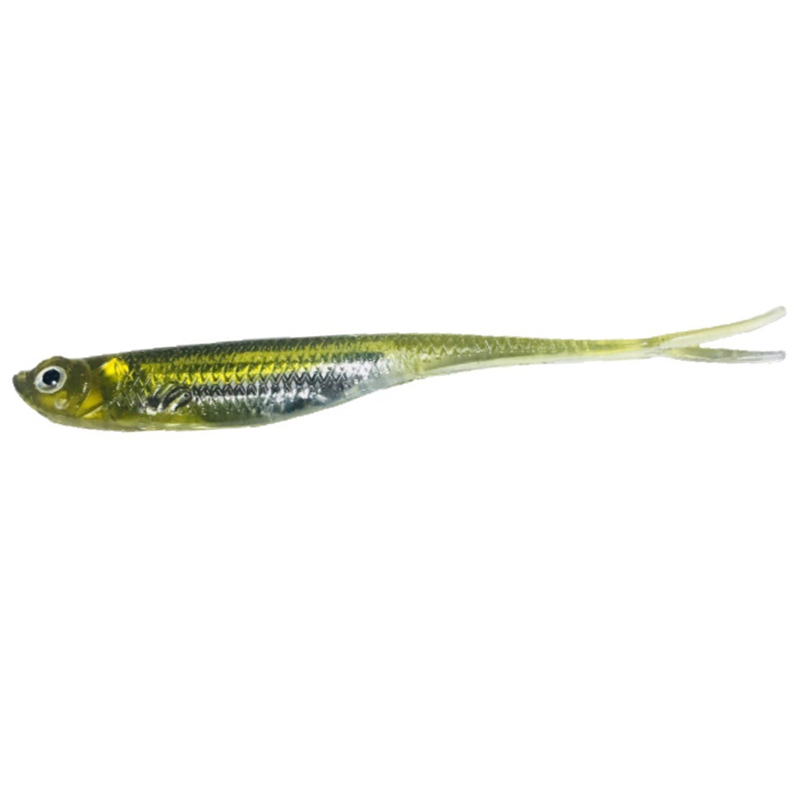 吉川倒釣鱸魚翹嘴浮水軟魚鋁箔T尾叉尾魚海釣軟餌魚路亞餌7-7.5cm