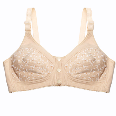 中老年夏季薄款全棉前扣大罩杯