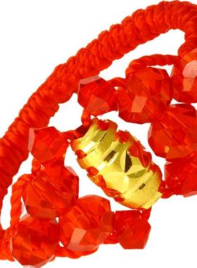 红色年轮女戒足金DIY编织名族风