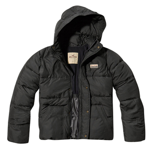 美国正品Hollister HCO海鸥男冬款加厚修身立领连帽棉衣外套