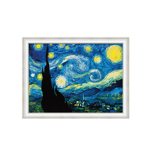 ks十字绣现代简约新款客厅卧室梵高名画系列餐厅小画星空满绣棉线