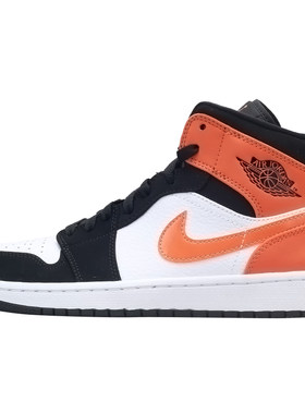 AJ1Mid黑橙扣碎篮板